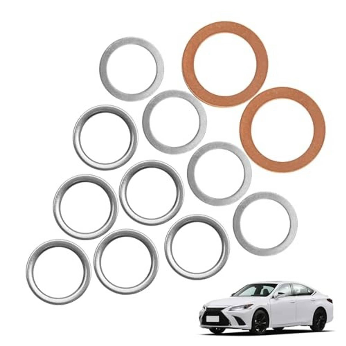 12-pack drain plug crush washer gaskets, copper and silver sealing rings