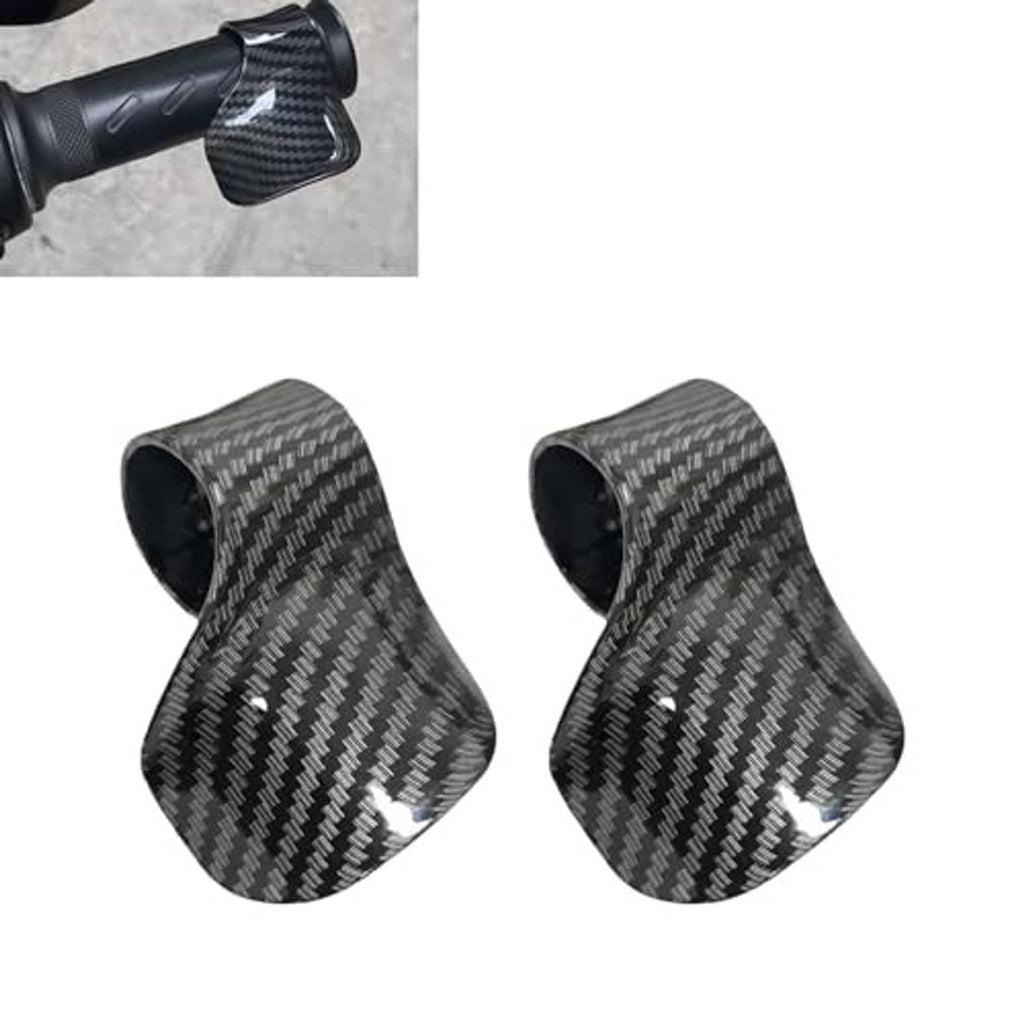 Two universal throttle handle sleeves, carbon fiber weave black, curved anti-slip cuffs