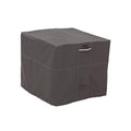 Dark gray square air conditioner cover with top flap and stitched side seams