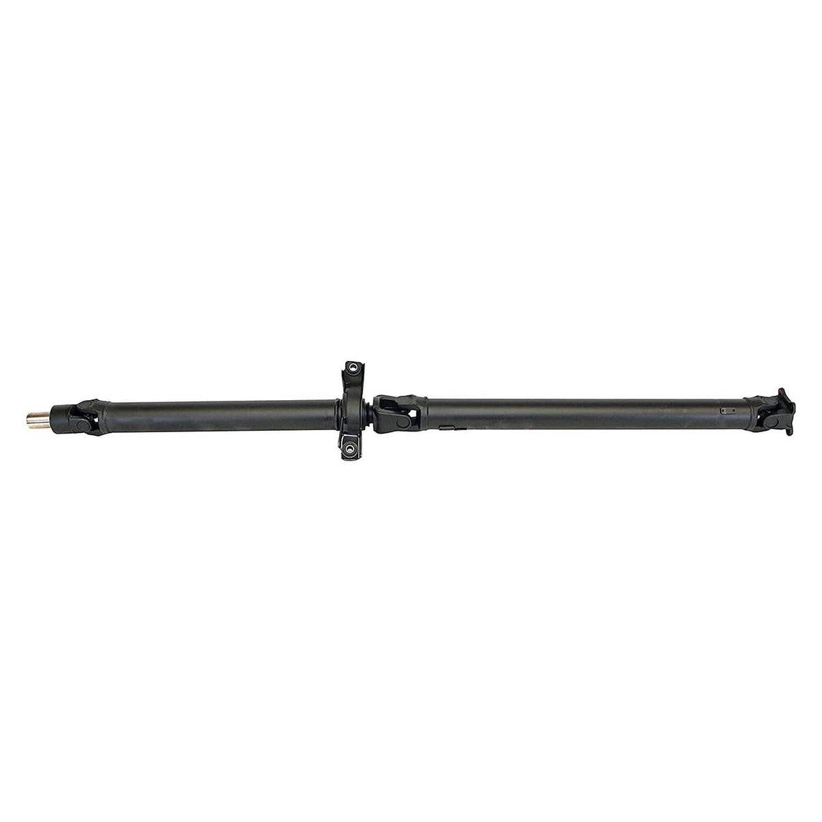 Rear prop shaft assembly, long black driveshaft with center mounting bracket
