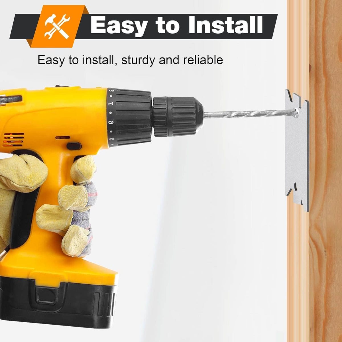 Nail stud guard plate being installed on a wood frame with pointed prongs