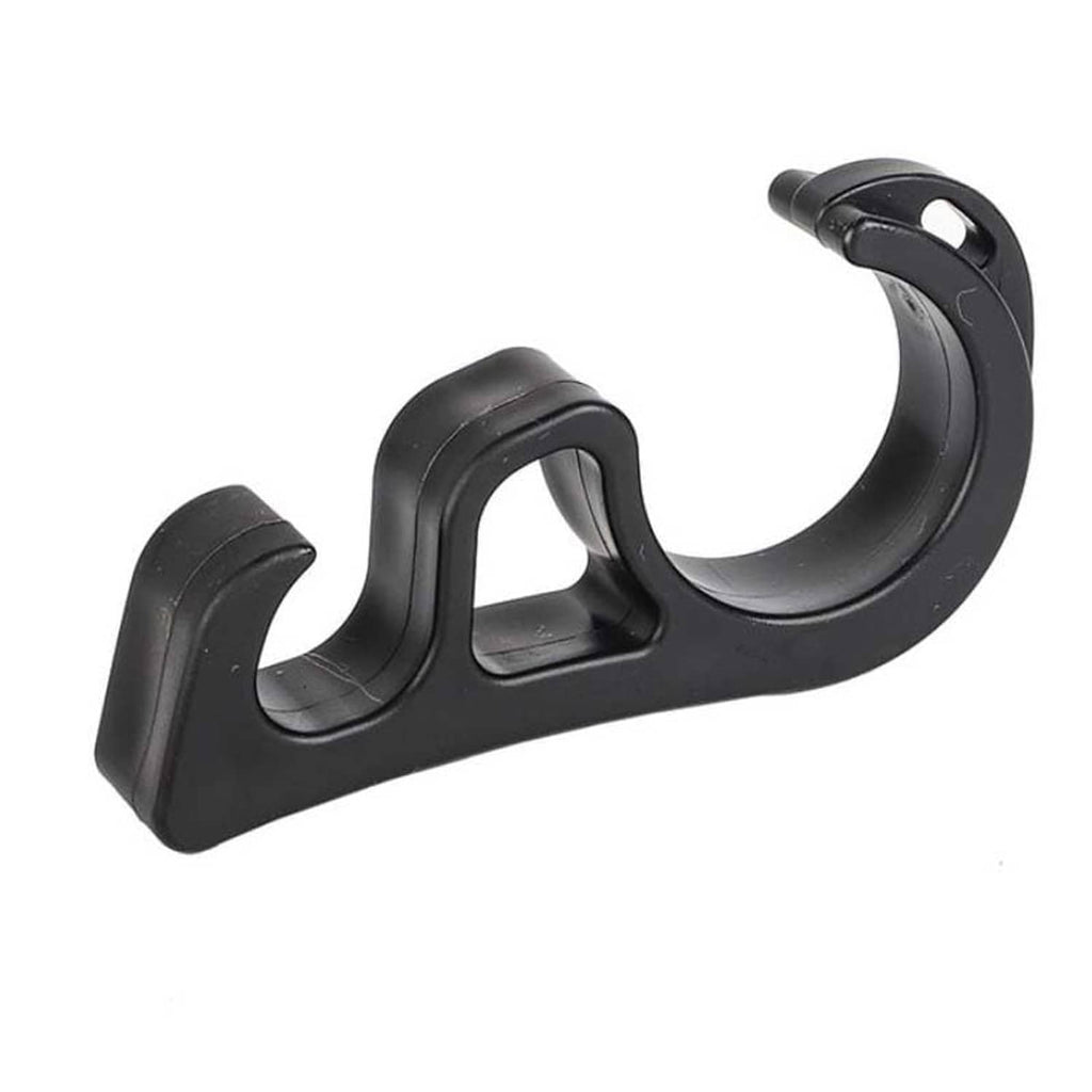 Black motorcycle parking brake lock holder with two lever-grip notches