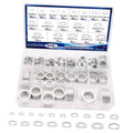 Aluminum crush washer assortment in divided organizer box with multiple sizes