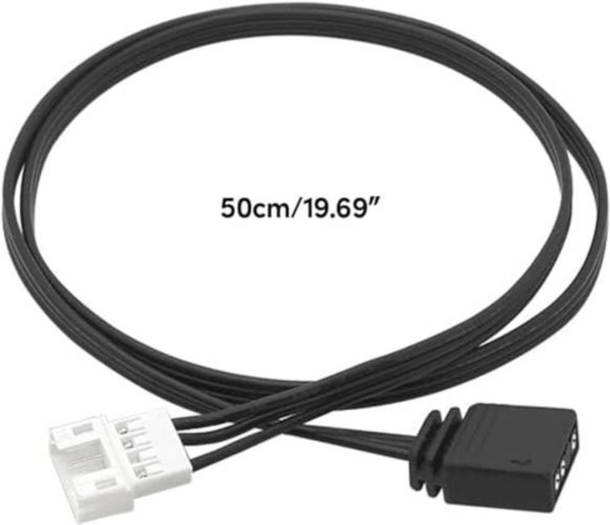 Black ARGB 4-pin to 5V 3-pin conversion cable, dual lead with molded connectors