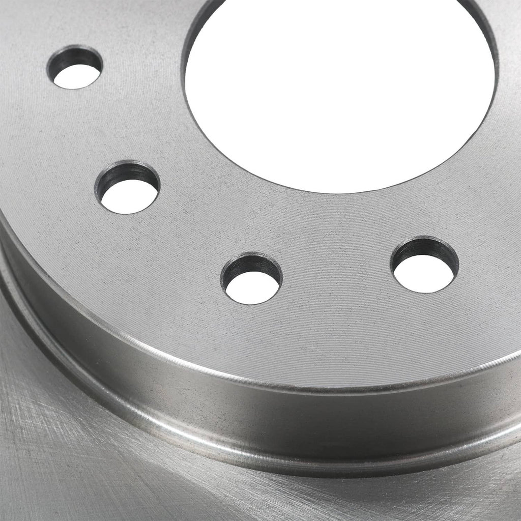 Rear rotor close-up showing machined disc surface and evenly spaced bolt holes