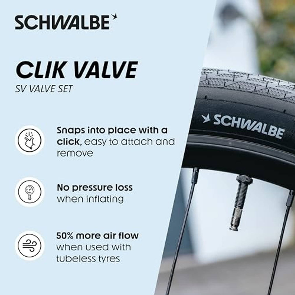 SV valve set with two black click-in valve inserts on a product panel