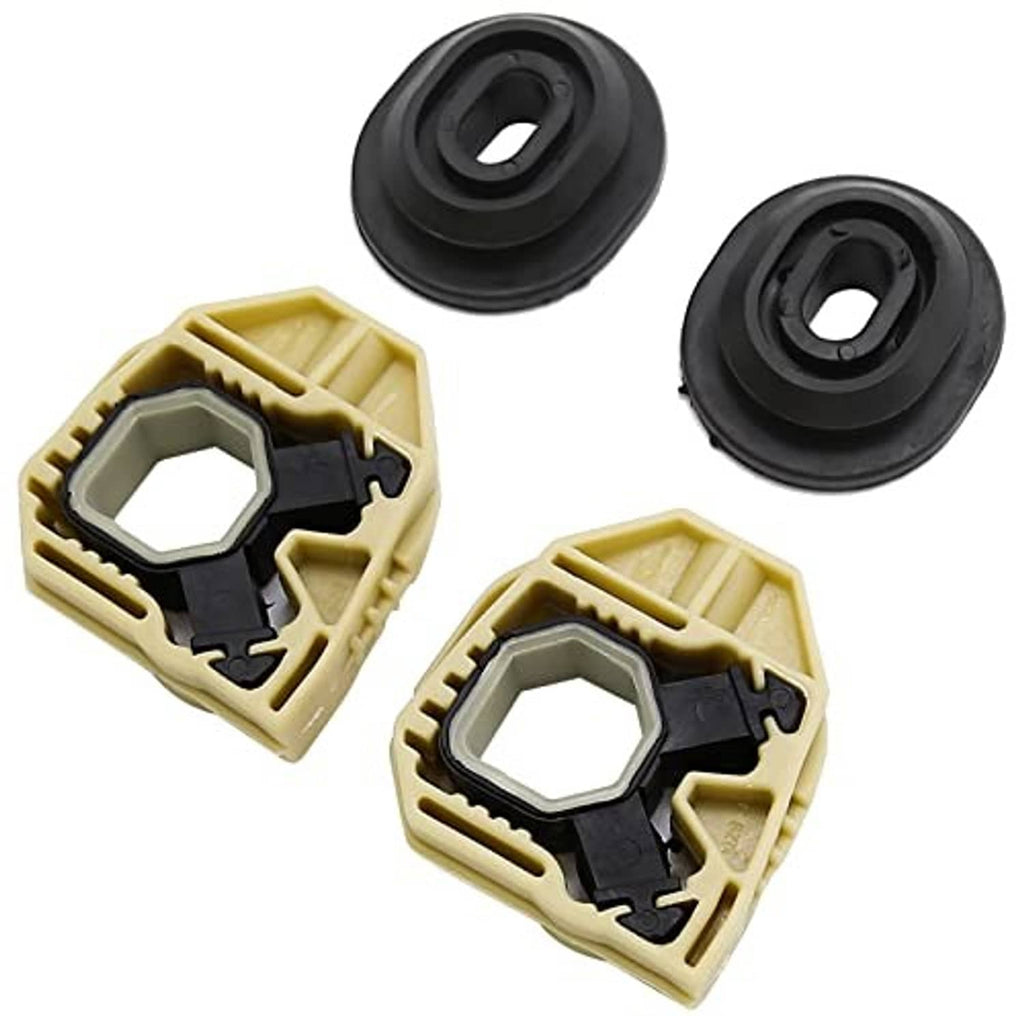 Beige radiator mount brackets with black clamps and circular black rubber gaskets