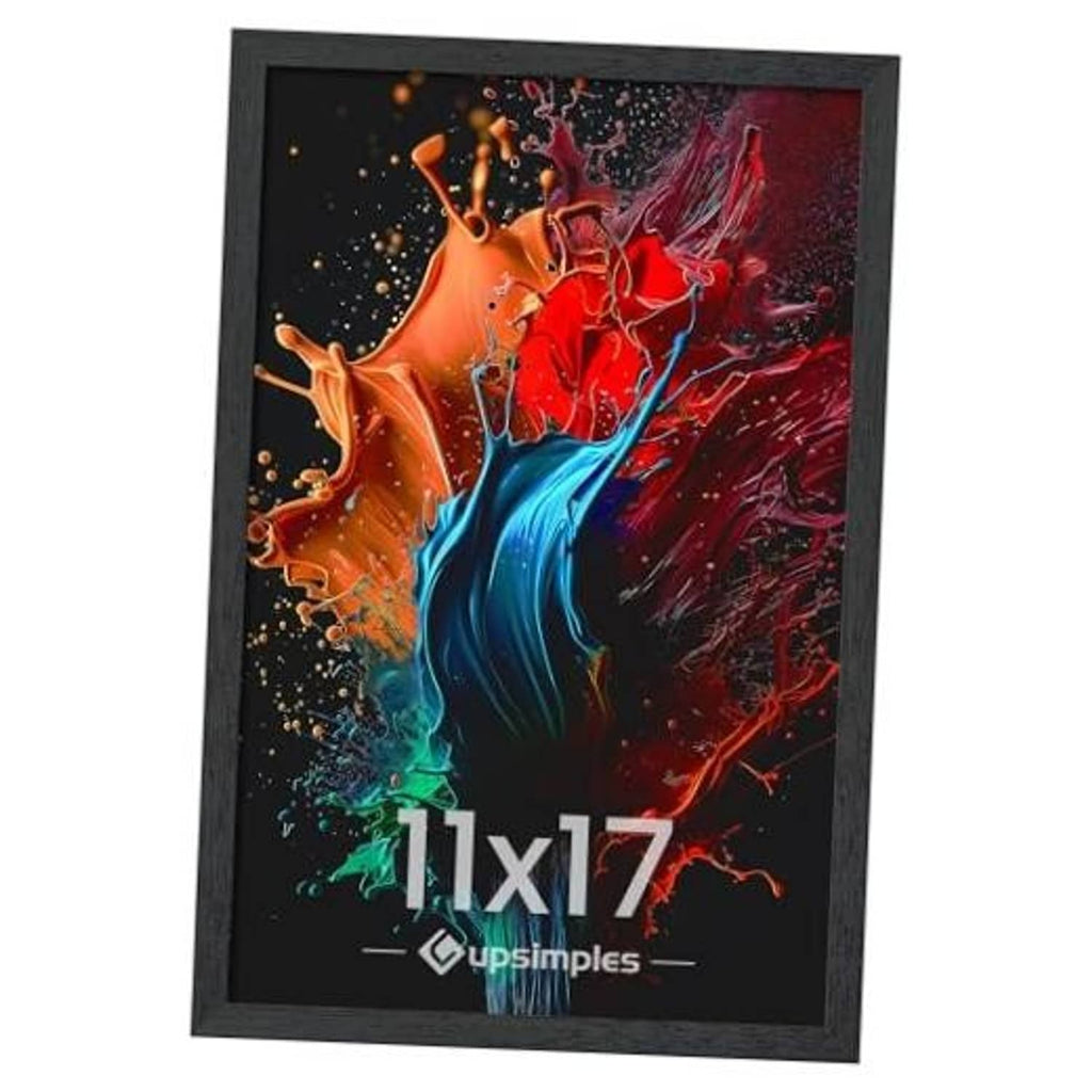 Black photo frame for 11x17, front view with inner artwork window.