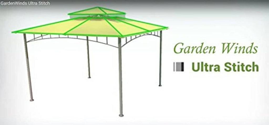 Canopy top replacement cover diagram on gazebo frame with slanted roof