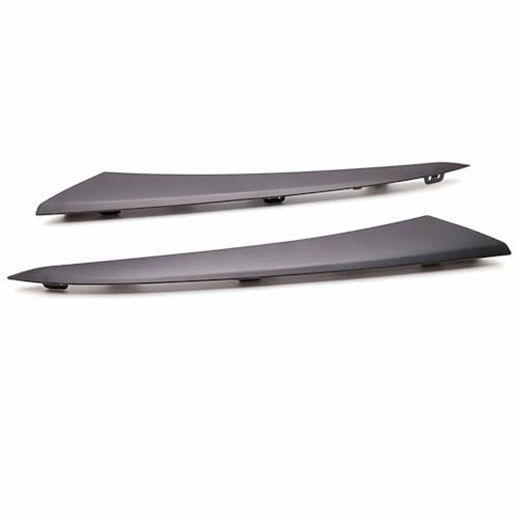Front bumper molding trim, matte black long covers shown from two angles