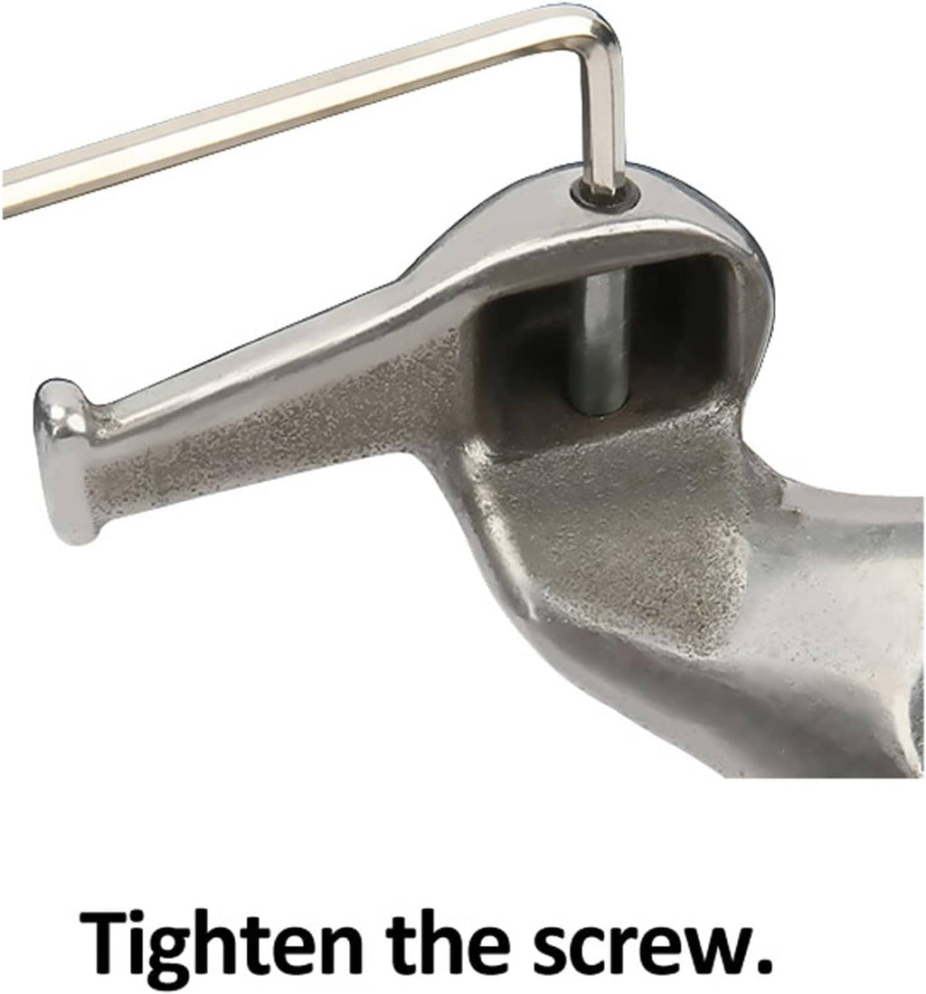 Duck head tire changer insert mounted on metal lever, ready to tighten