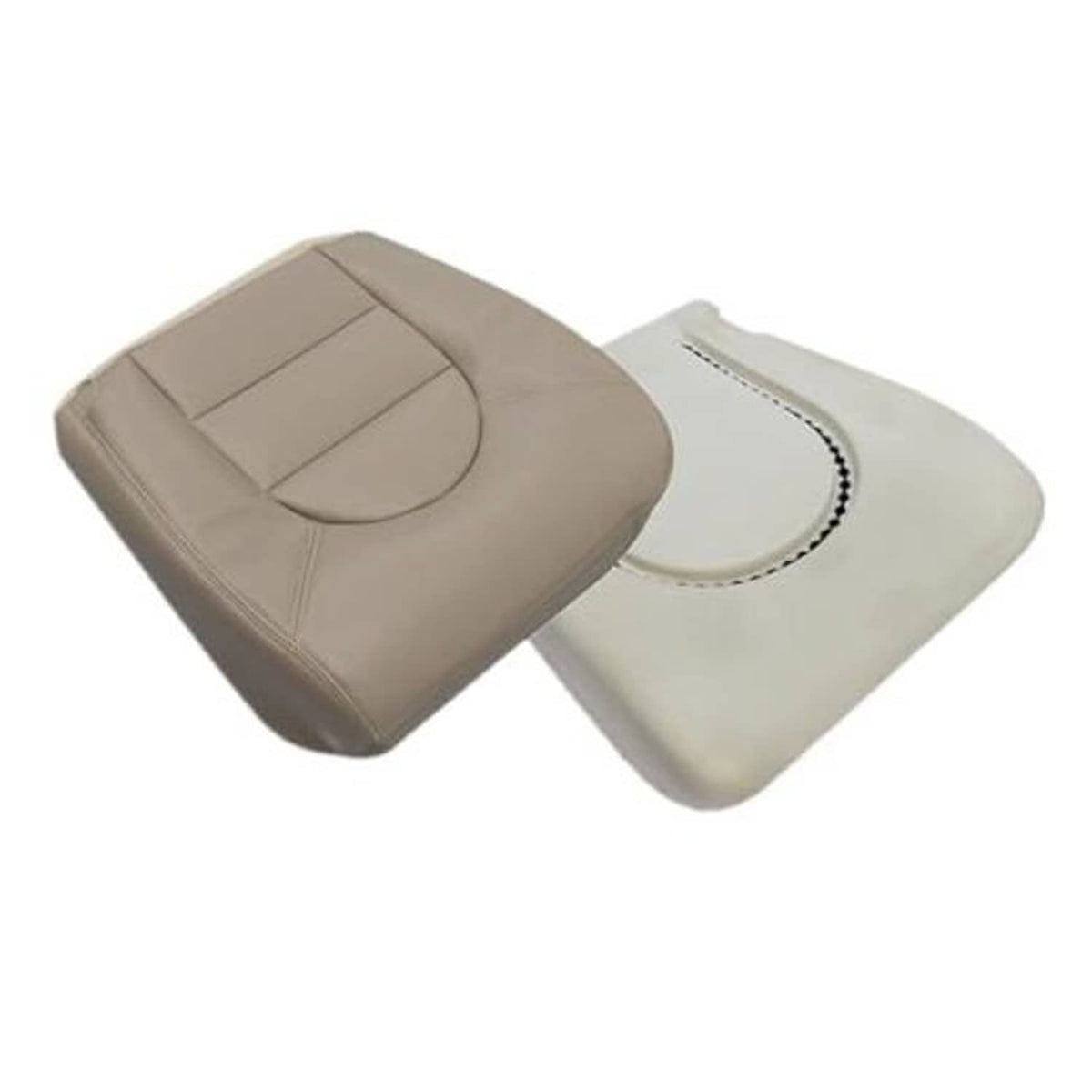 Tan front driver-side seat bottom replacement cover with matching foam cushion