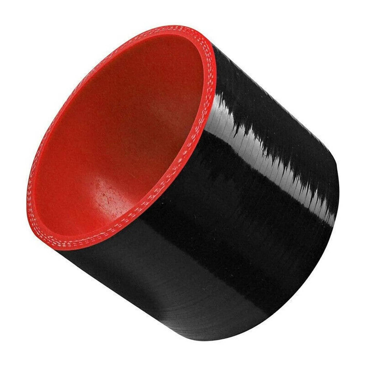 Black silicone intercooler hose with red inner rim and reinforced texture