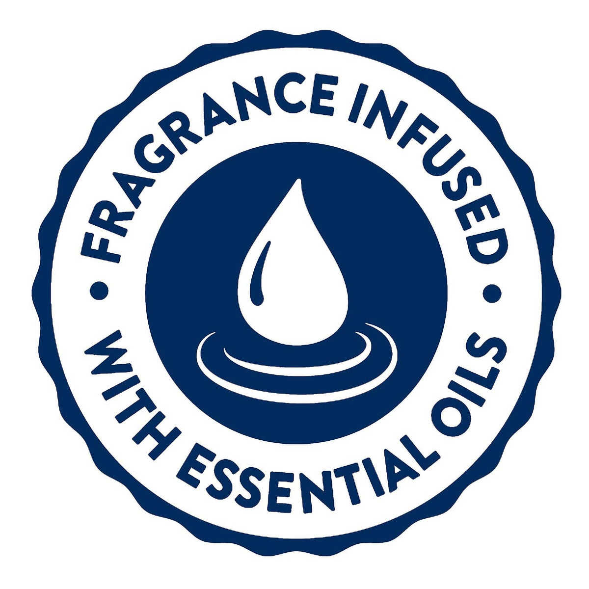 Essential oils fragrance badge with flame drop icon