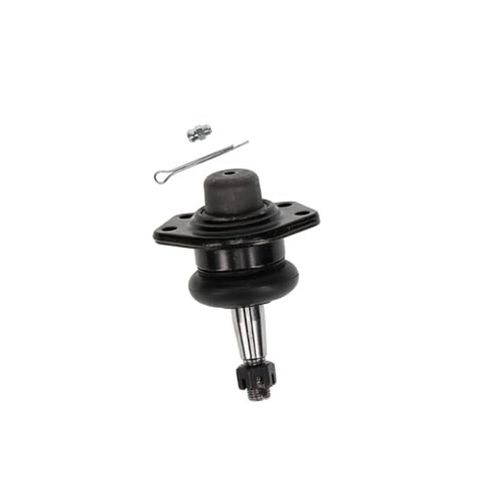 Front upper suspension ball joint with black base plate, rubber boot, and pin