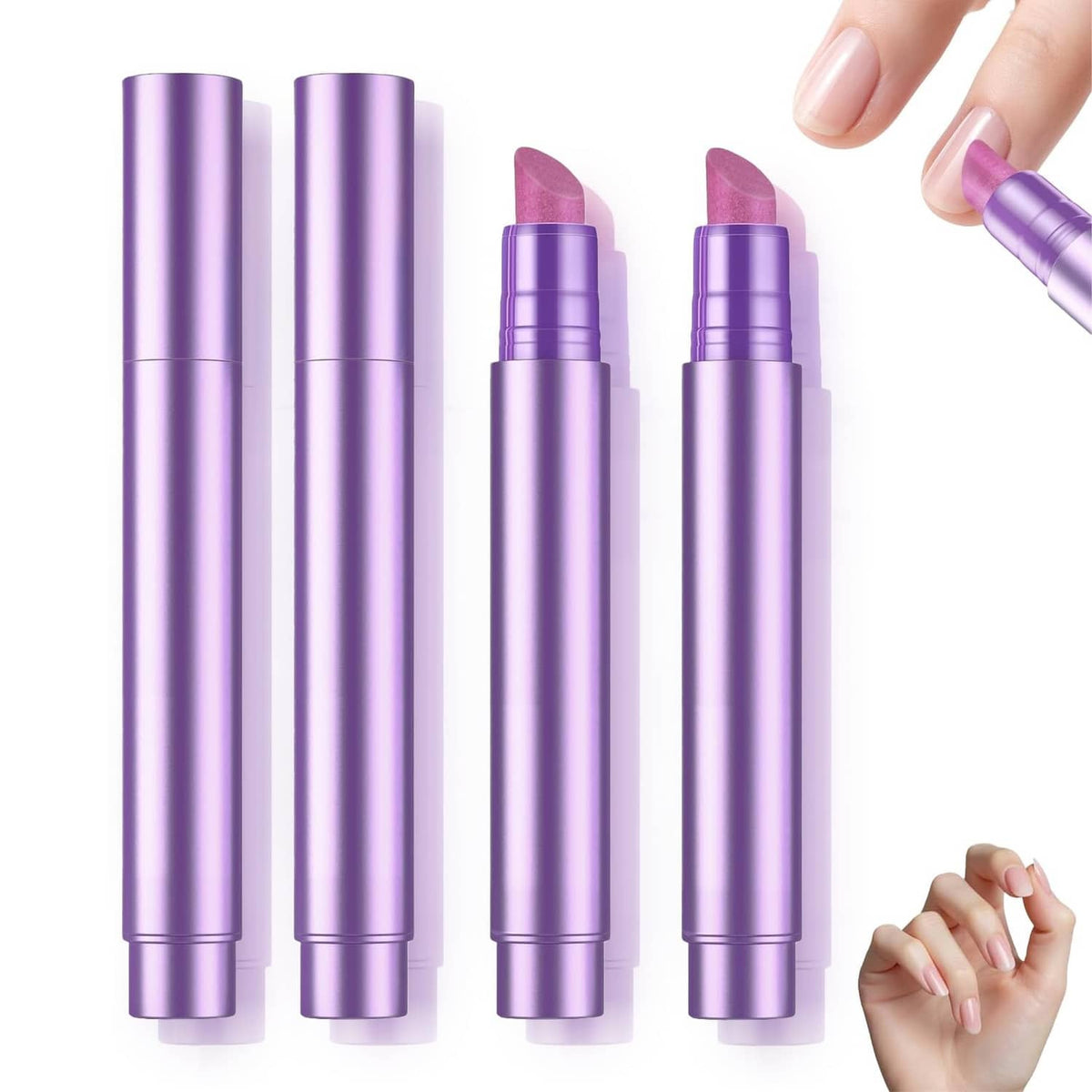 3-in-1 cuticle oil pen pair in purple metallic with applicator caps