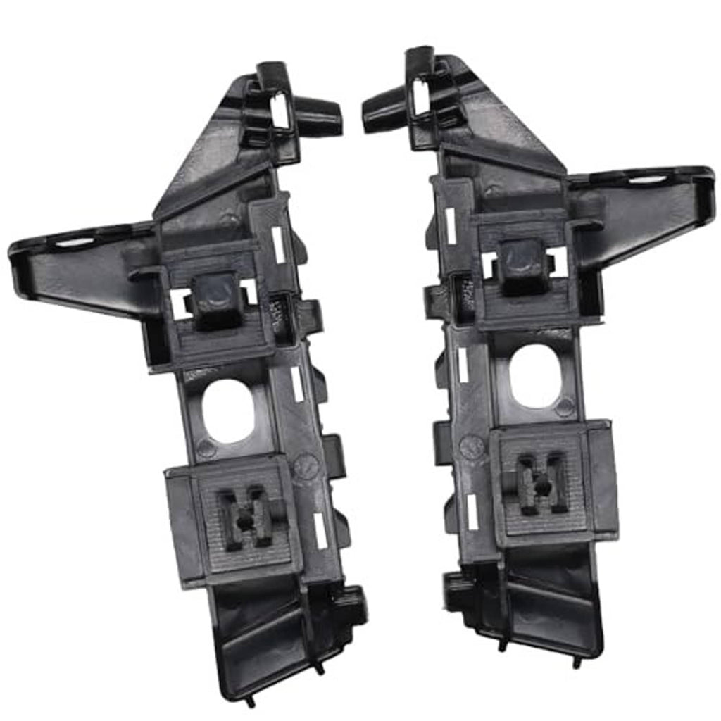 Front bumper bracket clips, black plastic left and right mounting brackets with tabs