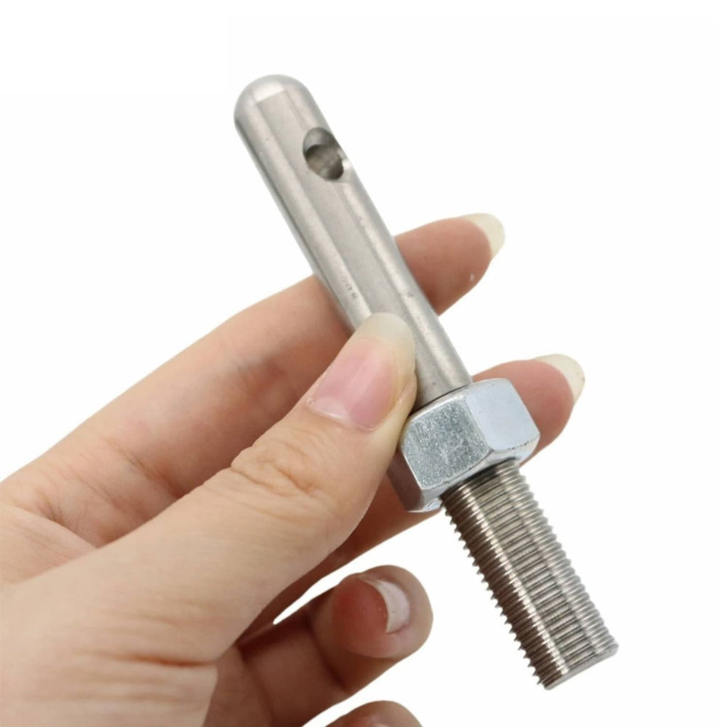 Stainless hood pin bolt with hex head and threaded end