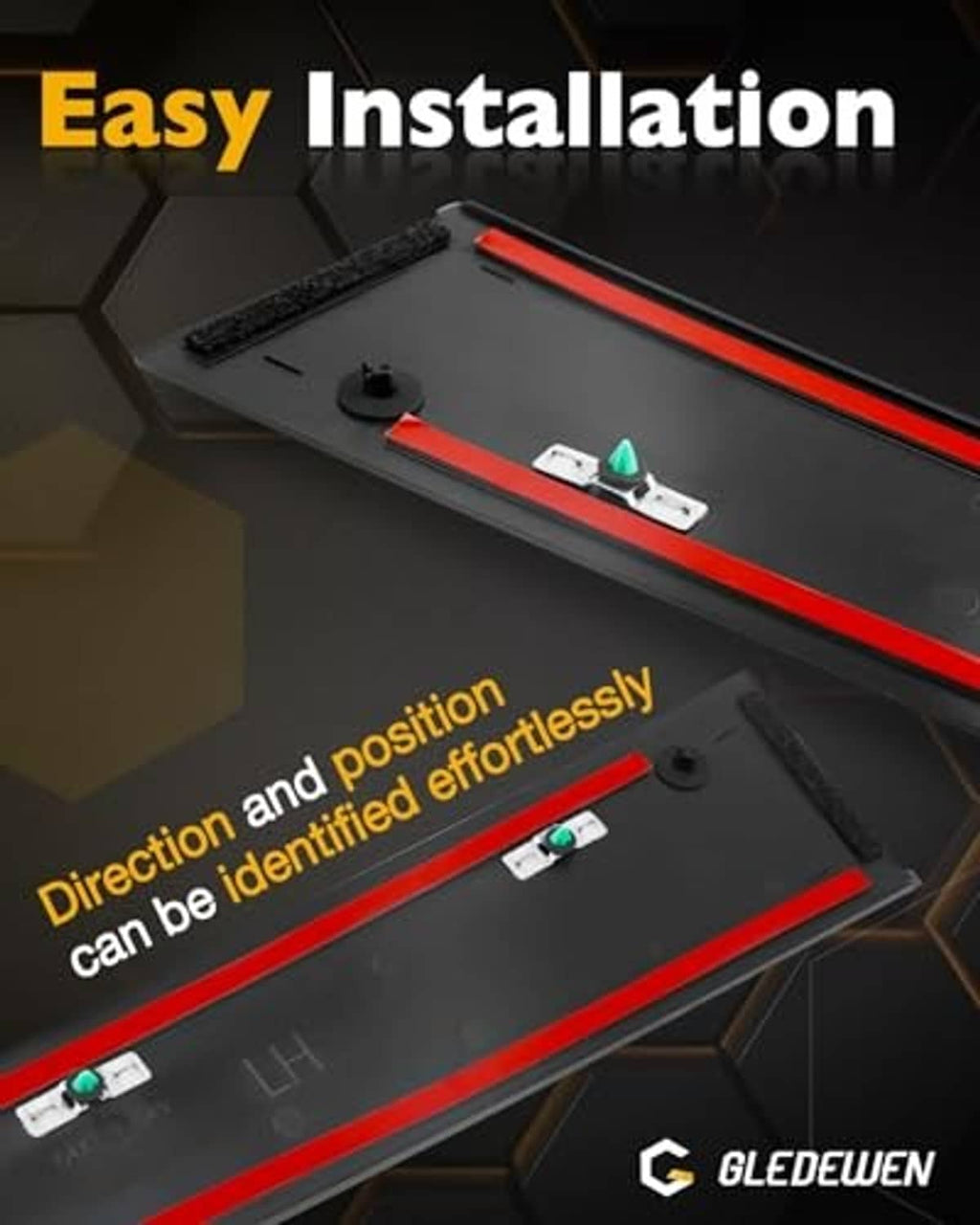 B-pillar trim molding set easy installation graphic with alignment position markers