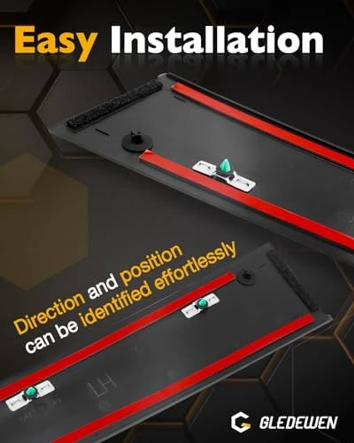 B-pillar trim molding set easy installation graphic with alignment position markers