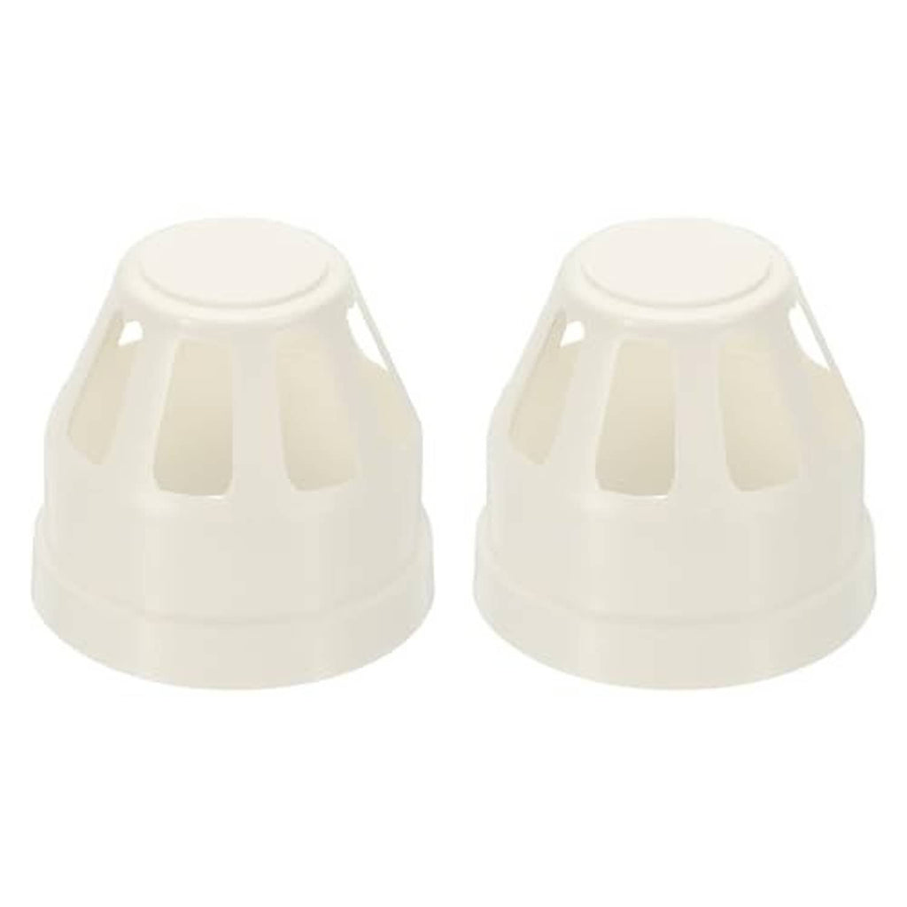 PVC vent end caps, 2-inch, white, two-pack with top slots and side vent openings