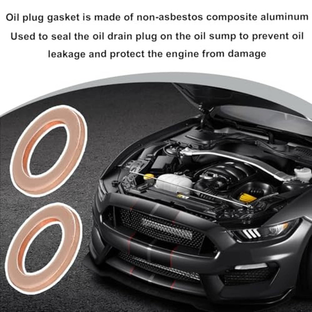 Copper oil drain plug crush washer gaskets, 10 pcs, seal rings for oil sump