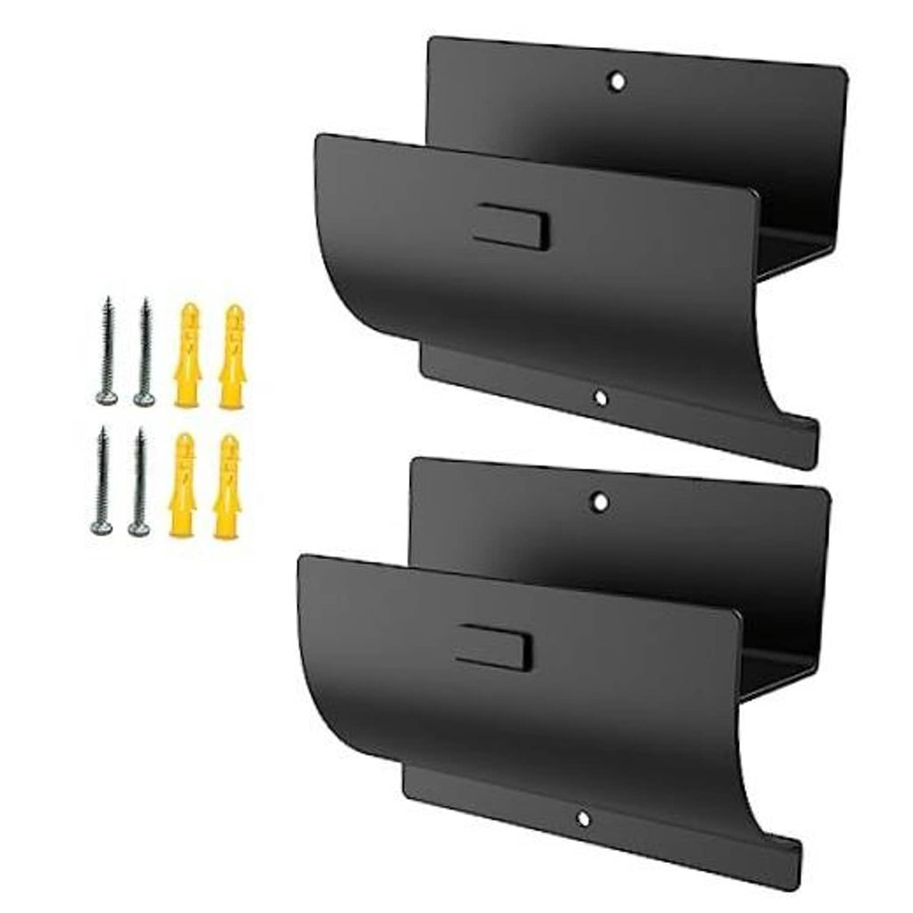Black wall-mount ladder hanger hooks, two-piece set with screw and anchor hardware