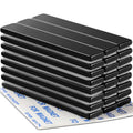 Black neodymium magnetic strips stacked, flat rectangular bar sets