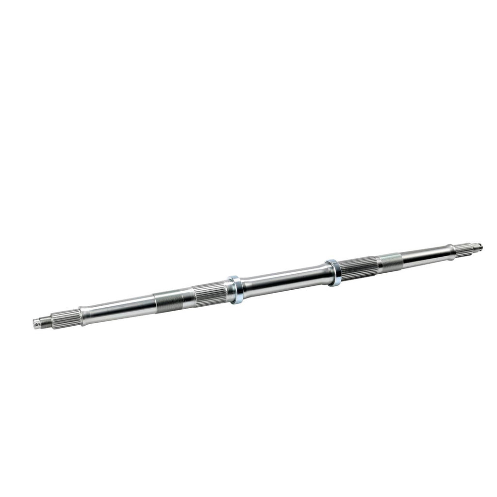 Rear axle shaft with splined ends and ribbed center