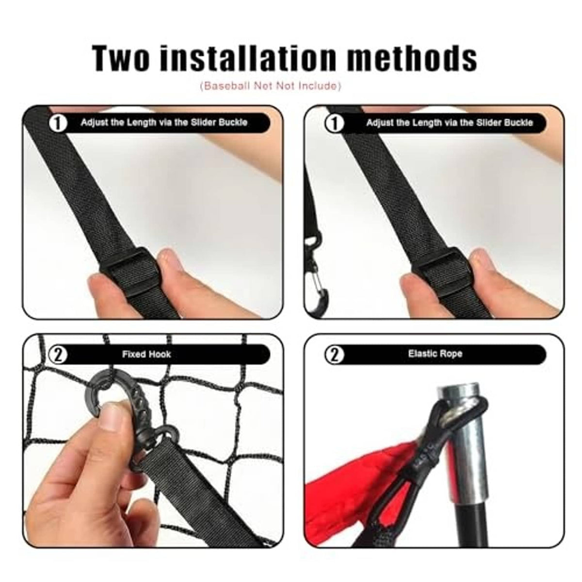 Adjustable strike zone target strap with slider buckle and hanging hook loops
