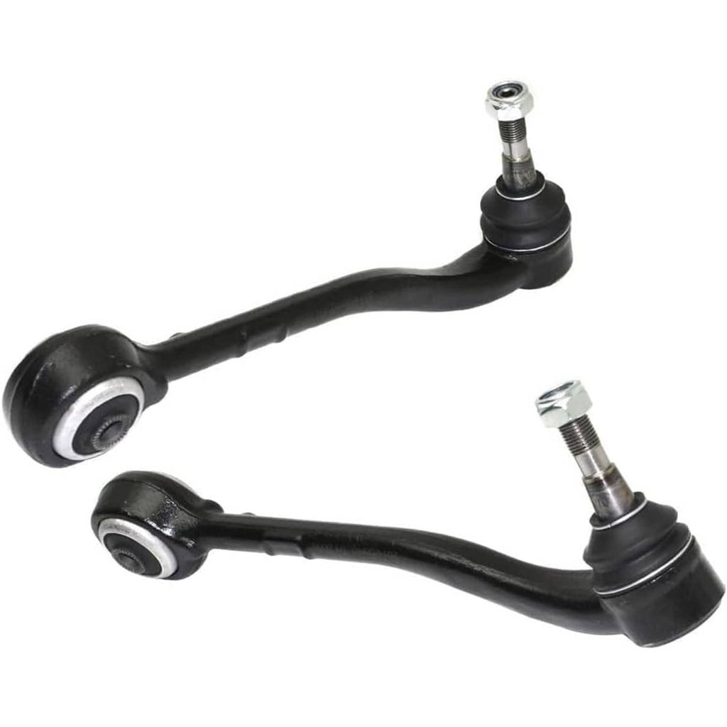 Pair of front lower control arms with ball joints, black rubber boots and studs