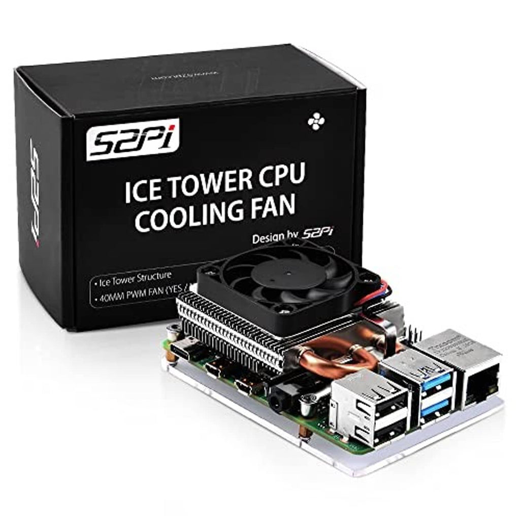 CPU cooling fan kit with ice tower heatsink, copper heat pipes and mounting hardware