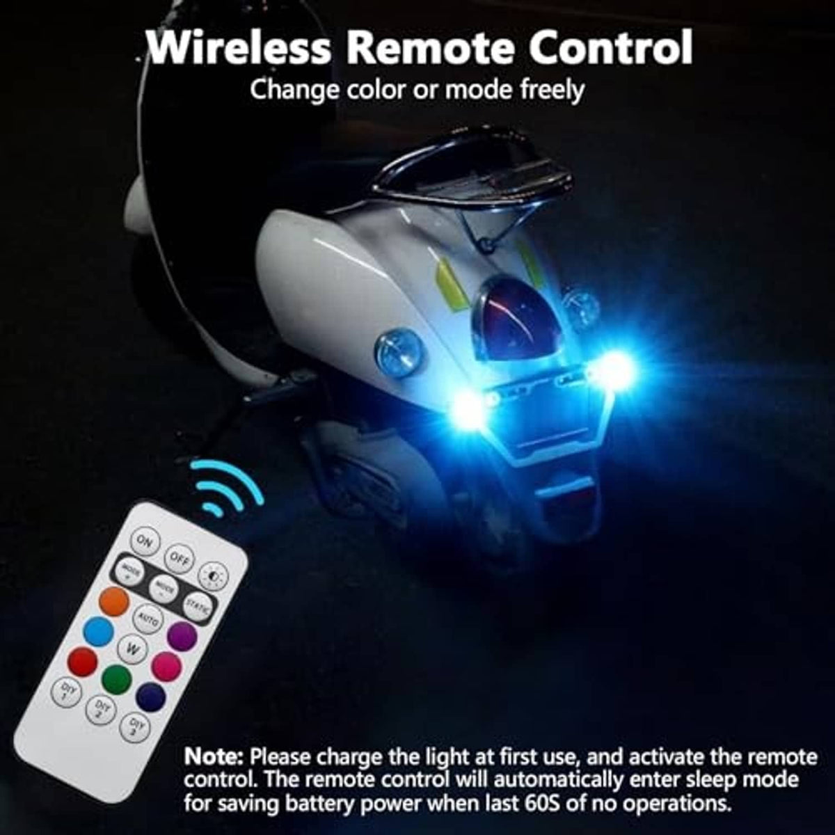 Wireless remote-controlled LED strobe light emitting blue light with remote