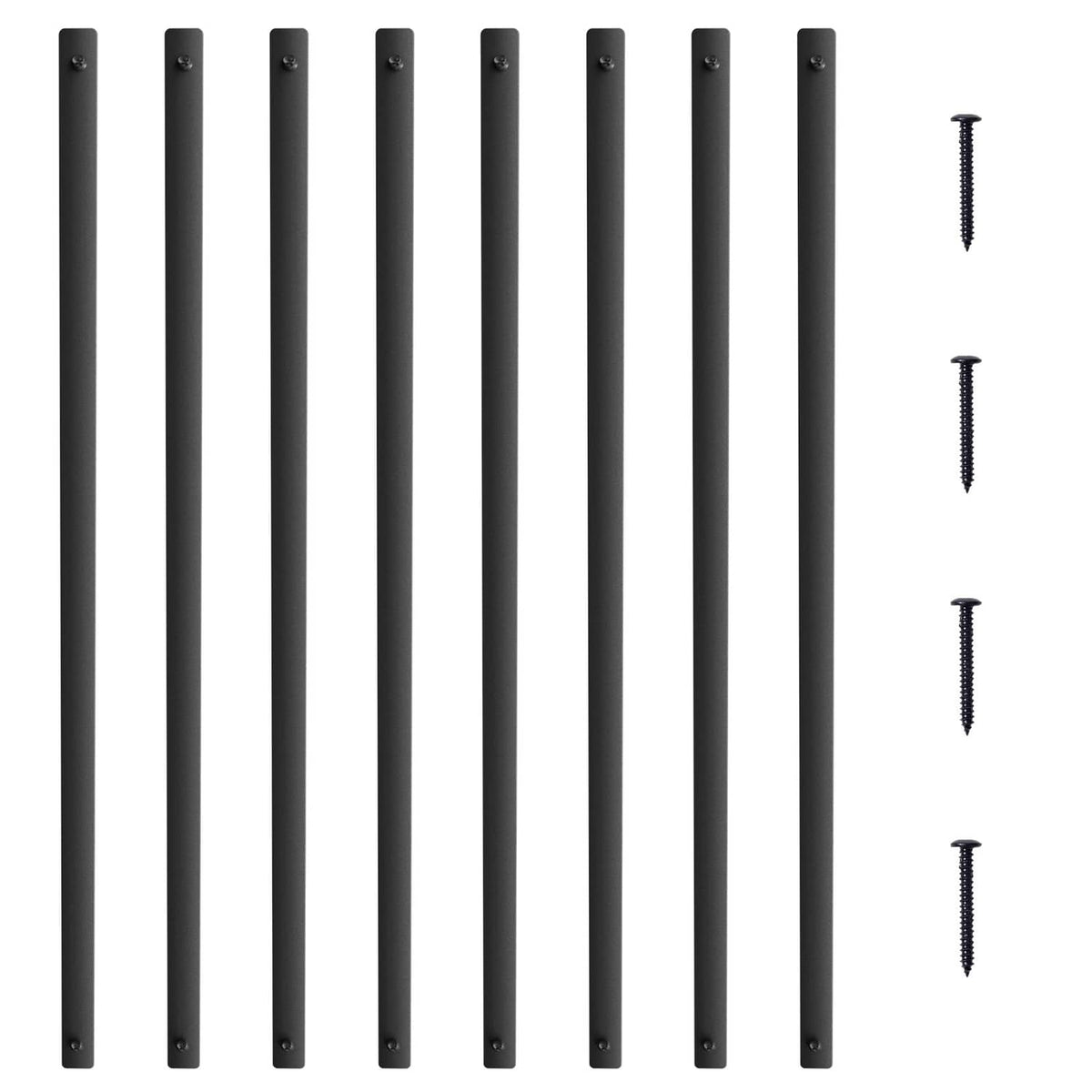 Matte black deck baluster spindles with included mounting screws