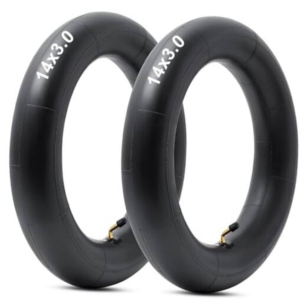 Pair of black 14x3.0 thick inner tubes with straight valves
