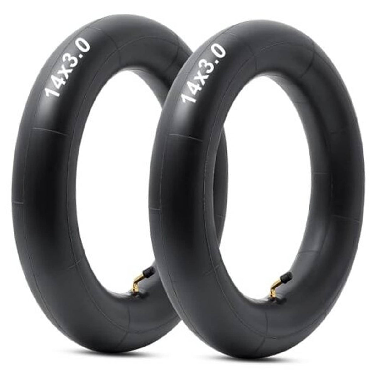 Pair of black 14x3.0 thick inner tubes with straight valves