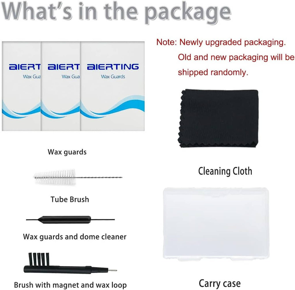 Wax guard replacement filters kit: cleaning cloth, carry case, tube brush, dome cleaner