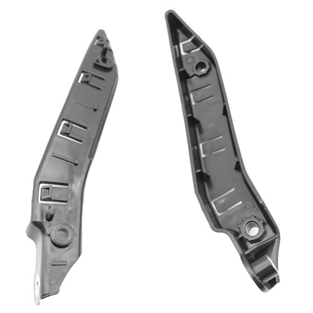 Front bumper bracket retainer set, underside views of two dark gray side brackets