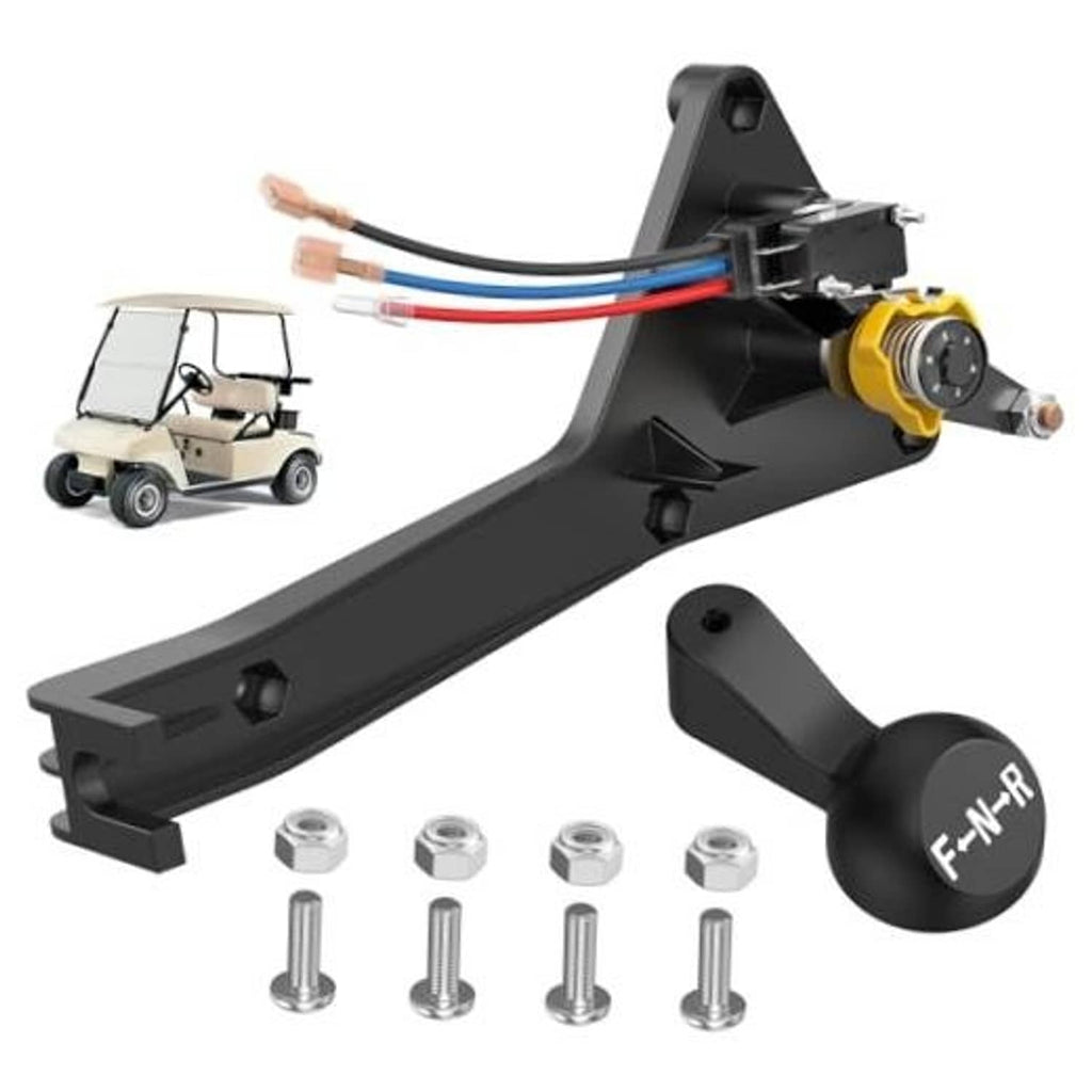 Golf cart forward and reverse shifter assembly kit with black bracket and wiring harness
