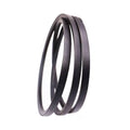 Lawn mower belt, dark gray coiled loop with textured surface