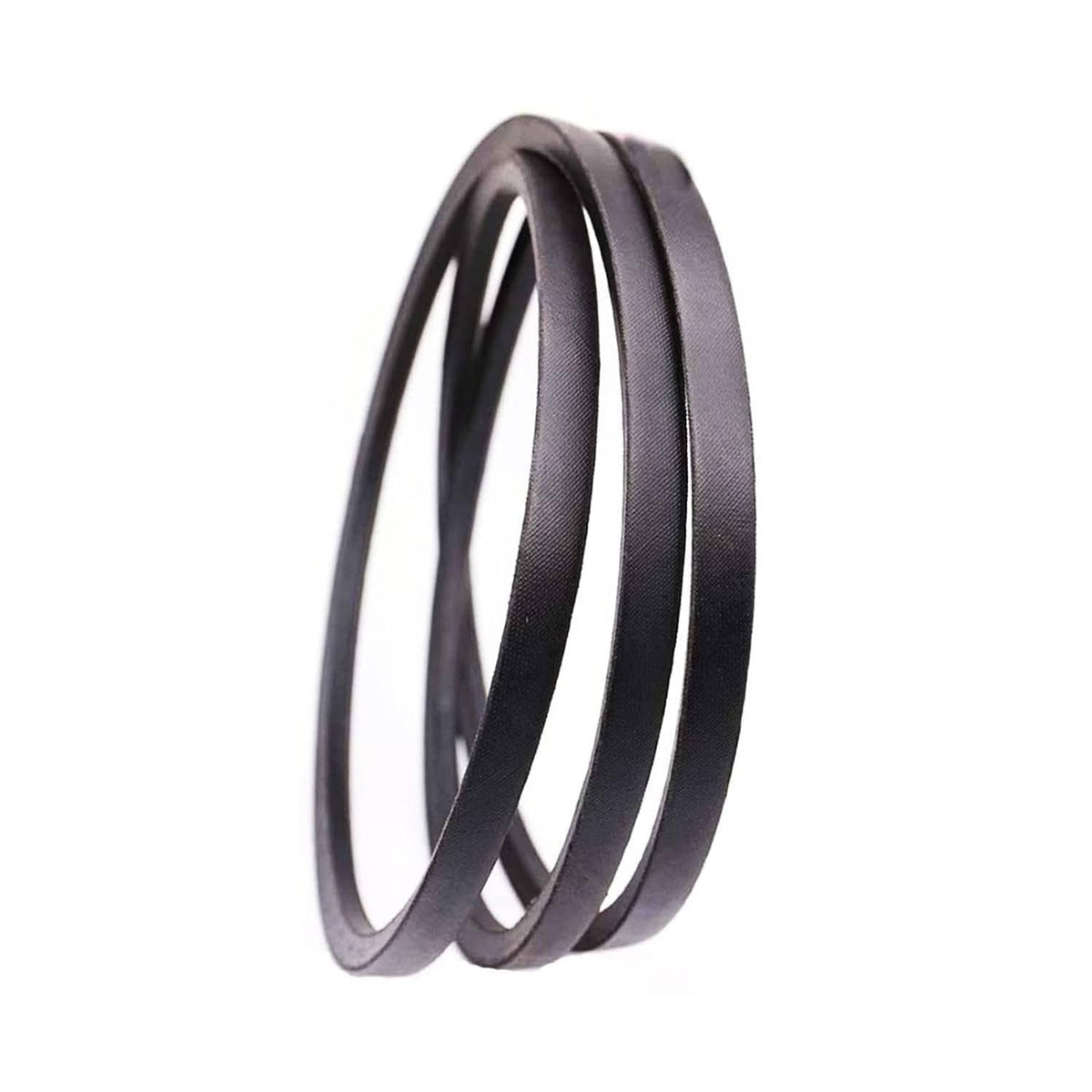 Lawn mower belt, dark gray coiled loop with textured surface