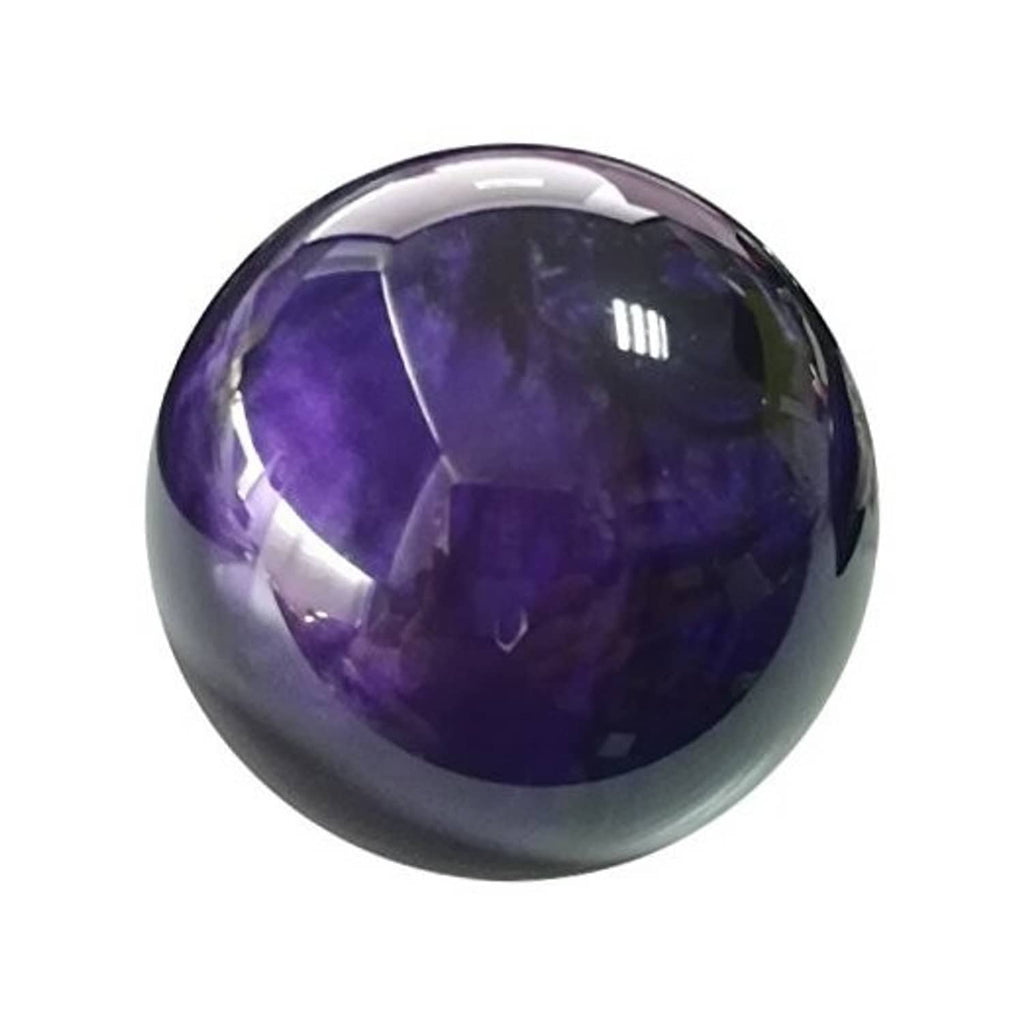 Purple amethyst ball shift knob, glossy sphere with reflective facets.
