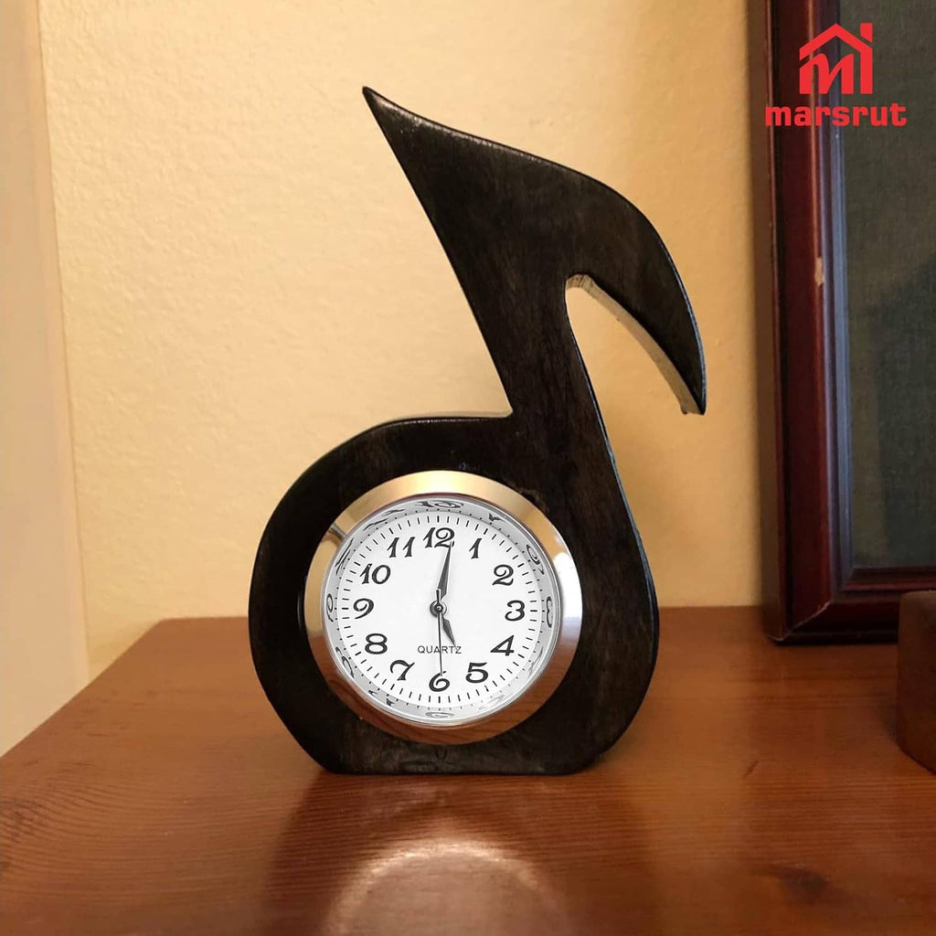 Clock face insert in dark decorative stand, silver bezel, white dial with Roman numerals