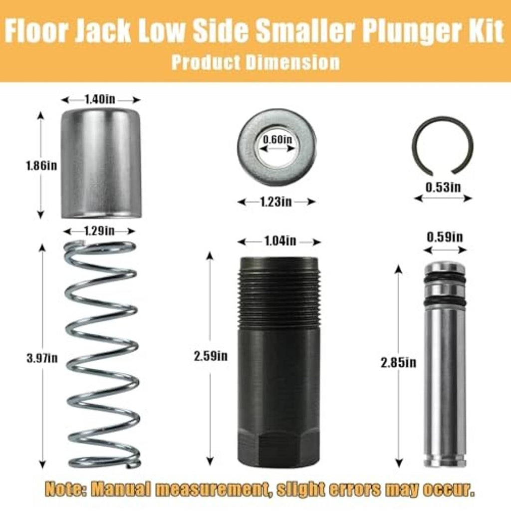 Smaller plunger kit dimension diagram with metal plungers, spring, cylinder, and seal ring