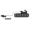 Mower chute blocker kit with black chute shield, mounting brackets, and control cable