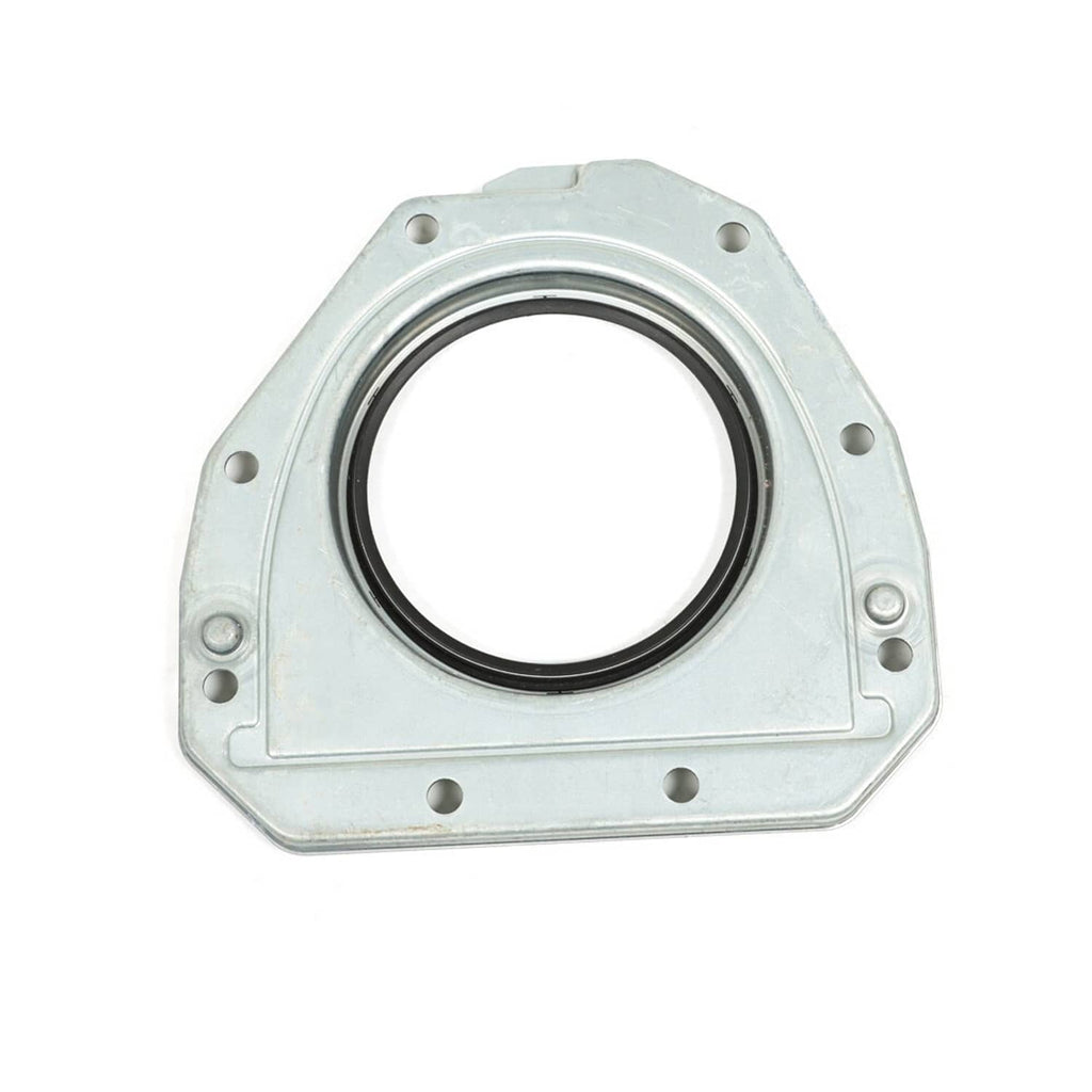 Metal engine seal flange with black circular gasket ring