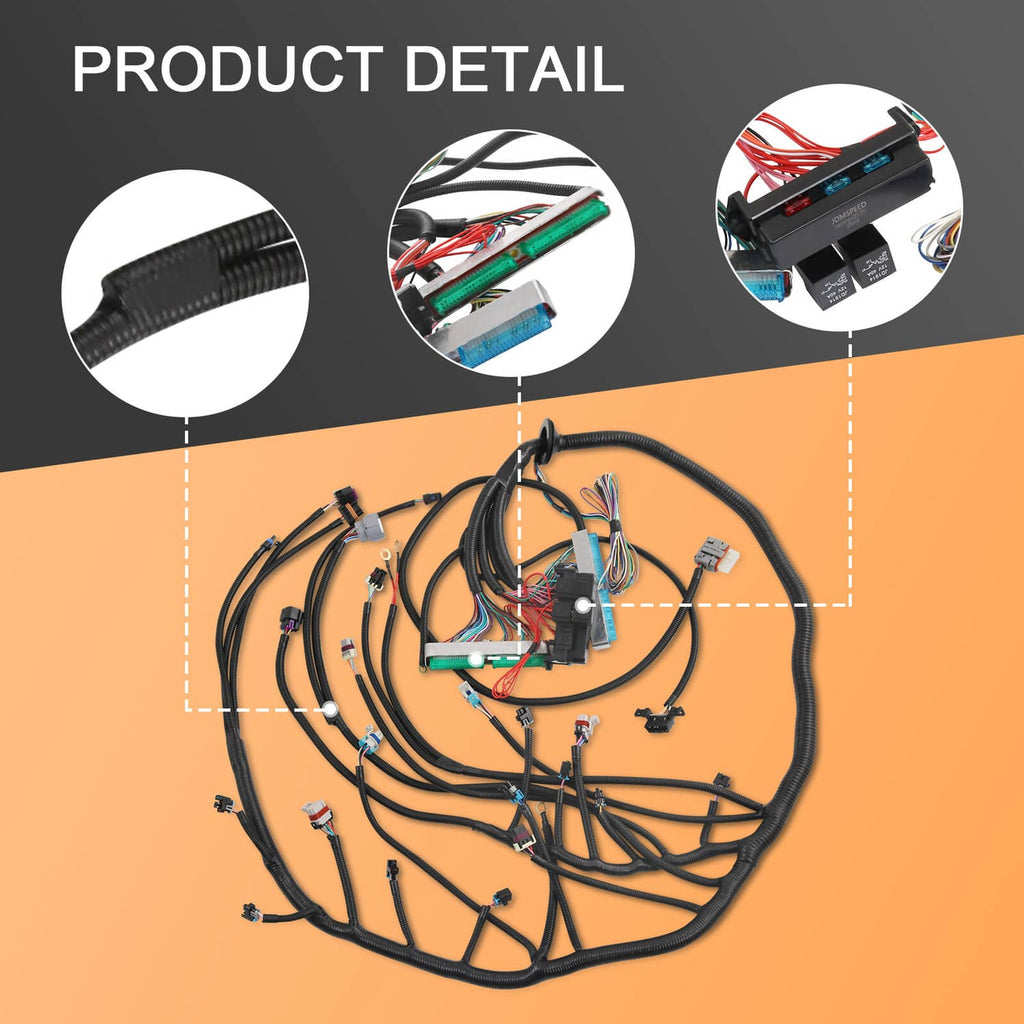 Engine wiring harness with connector modules and bundled black wires