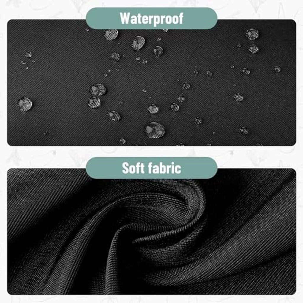 Black waterproof apron fabric with soft textured weave, close-up