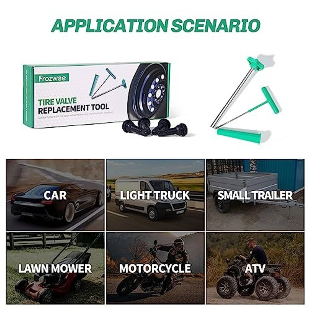 Tire valve replacement tool for cars, light trucks, trailers, lawn mowers, motorcycles, ATV