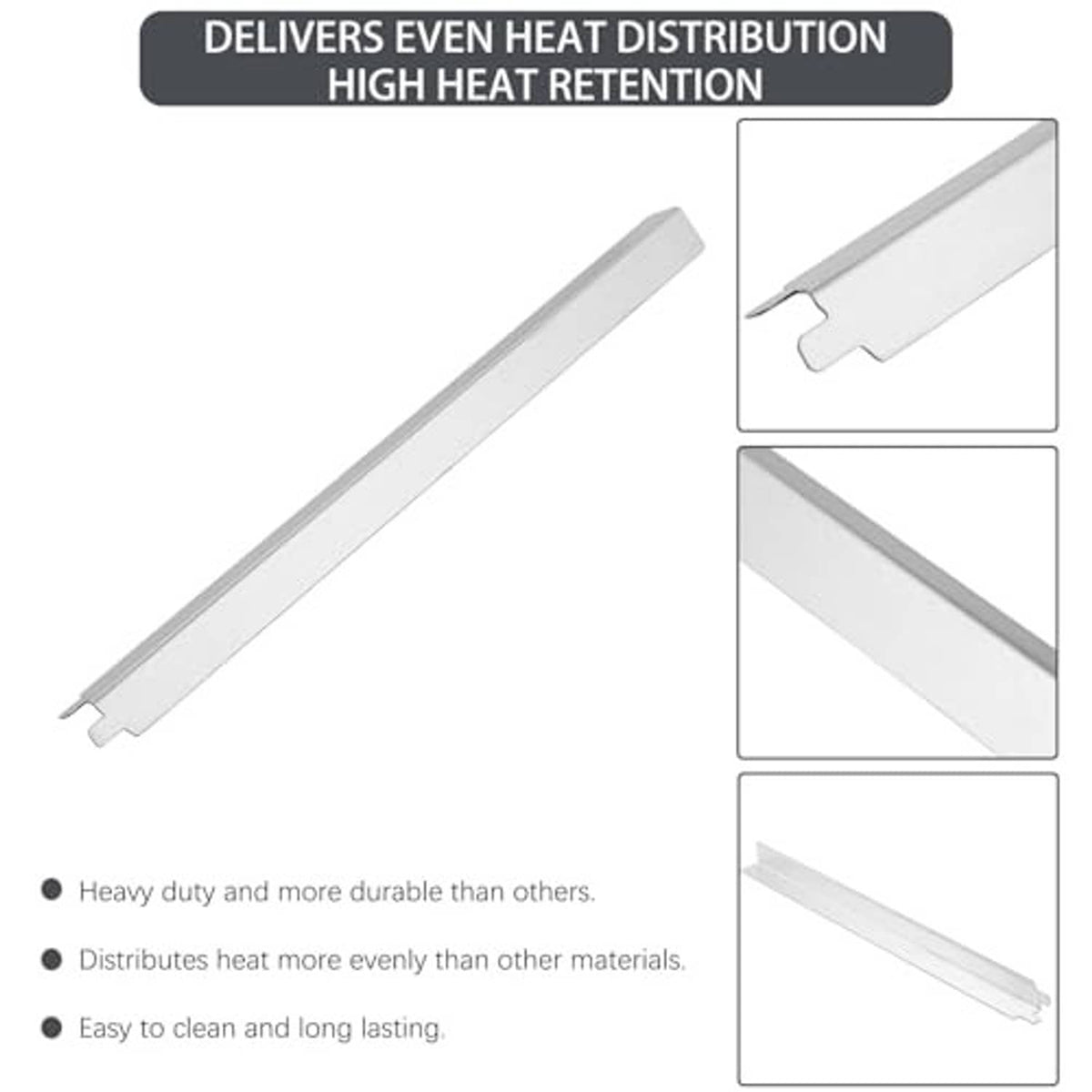 Long stainless steel heat plate for even heat distribution and high heat retention